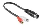 DINIC DIN plug 180° (5-pin) to 2x cinch socket Audio L/R, black, 0,20m