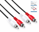 DINIC Audio/Videokabel 2x Cinch Stecker auf Buchse, schwarz, DINIC Box mit Euroloch, Länge 2,50m