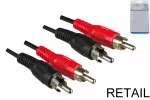 Kabel połączeniowy audio 2x wtyk RCA do 2x wtyk, czarny, 2,00 m DINIC Blister