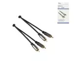 HQ stereo cinch kabel, 2x cinch zástrčka na 2x cinch zástrčku, černý, krabička DINIC s euro otvorem, délka 1,50 m
