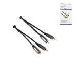 HQ stereo cinch cable, 2x cinch plug to 2x cinch plug, black, Dinic box with Euro hole, length 2.50m