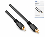 Audio-videokaabel RCA pistikuga, ühenduskaabel, kvaliteetne, RG 59/U, must, DINIC karp euroauguga, pikkus 5.00m
