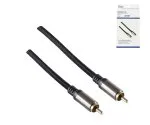 Koaxiálny kábel HQ RCA, textilný, zástrčka RCA - zástrčka RCA, priemer kábla 5,8 mm, čierny, krabica DINIC, dĺžka 2,50 m