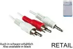 Lydkabel 3,5 mm han til 2x RCA han, RCA-forbindelseskabel, hvid, 3,00 m