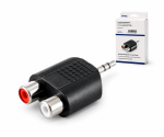 DINIC Audioadapter 3,5mm Klinkenstecker auf 2x Cinchbuchse, schwarz, DINIC Box mit Euroloch