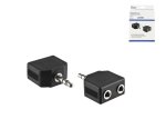 Adaptor audio DINIC mufă 3.5mm - mufă 2x, cablu audio-video, negru, cutie DINIC cu gaură Euro, lungime 0.20m