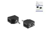 DINIC Audioadapter 3,5mm Stecker - 2x Buchse, Audio-Video-Kabel, schwarz, DINIC Box mit Euroloch, Länge 0,20m