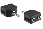 Adaptador áudio DINIC ficha de 3,5 mm para tomada 2x preto