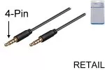 Audio kábel 3,5 mm 4-pinový konektor jack do zástrčky, čierny, dĺžka 1,50 m