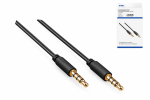 Audiokabel 3,5 mm 4pin Klinke auf Klinke (Stereo), schwarz, DINIC Box mit Euroloch, Länge 1,50m