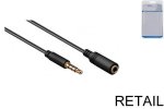 Audioverlängerung 3,5mm 4pin Klinke St. / Bu. (4-Pin, stereo), Länge 3,00m in schwarz, DINIC Blister
