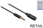 Audio Extention 3,5mm Stereo jack male to female, black, 1,00m