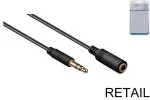 Rallonge audio 3,5mm stéréo mâle vers femelle, noir, longueur 1,00m, blister DINIC