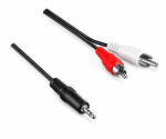 Audiokabel 3,5mm Stecker auf 2x Cinch Stecker, schwarz, DINIC Polybag, Länge 2,00m