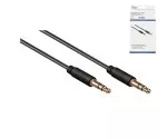 Audio cable 3.5mm stereo jack plug to plug, black, DINIC box with Euro hole, length 3.00m