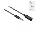 Audio Extention 3,5mm Stereo jack male to female, black, 2,00m