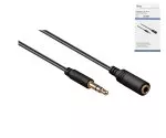 Audioverlängerung 3,5mm Stereoklinke Stecker auf Buchse, schwarz, DINIC Box mit Euroloch, Länge 2,00m