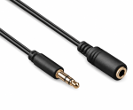 Audioverlängerung 3,5mm Stereoklinke Stecker auf Buchse, schwarz, DINIC Polybag, Länge 5,00m