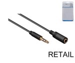 Audioverlängerung 3,5mm Stereoklinke Stecker auf Buchse, schwarz, Länge 5,00m, DINIC Blister