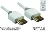 Cable Super Slim HDMI 1.4 macho a macho, DINIC Gama Monaco, AWG 36, OD 3.6mm, blanco, longitud 2.00m, blister