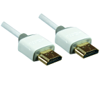 Super tenký kabel HDMI 1.4 samec-samec, řada DINIC Monaco, AWG 36, vnější průměr 3,6 mm, bílý, délka 2,00 m, balení v blistru