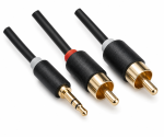 Audiokabel 3,5mm St. auf 2x Cinch St., Monaco Range, schwarz, DINIC Box mit Euroloch, Länge 10,00m