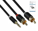 Audio cable 3.5mm jack plug to 2x RCA plug, black, DINIC box with Euro hole, length 10m