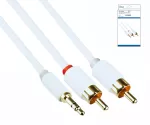 Audio cable 3.5mm jack male to 2x RCA male, DINIC Monaco Range, white, DINIC box with Euro hole, length 2m