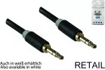 Audiokabel 3,5mm stereo jack plug naar plug, lengte 0,50m Monaco Range in zwart, DINIC blisterverpakking