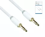 Audio cable 3.5mm stereo jack male to male, DINIC Monaco Range, white, DINIC box with Euro hole, length 0.50m