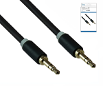 Audio cable 3.5mm stereo jack male to male, DINIC Monaco Range, black, DINIC box with Euro hole, length 0.50m