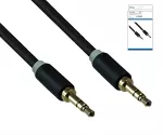 Audio cable 3.5mm stereo jack male to male, black, DINIC box with Euro hole, length 5m