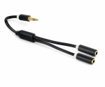 Audio adapter 3.5mm jack plug to 2x socket, Monaco Range, black, DINIC blister, 0.20m