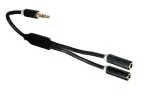 Lydadapter 3,5 mm jackstik til 2x stik, Monaco Range, sort, DINIC-blister, 0,20 m