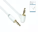 Audio cable 3.5mm jack male to 90° male, DINIC Monaco Range, white, DINIC box with Euro hole, length 2.00m