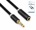 Audiokabel 3,5mm Klinke Stecker auf Buchse, DINIC Monaco Range, Verlängerung, schwarz, DINIC Box mit Euroloch, Länge 2,00m