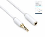 Audioverlä. 3,5mm Klinken Stecker auf Buchse, DINIC Monaco Range, Verlängerung, weiß, DINIC Box mit Euroloch, Länge 2,00m
