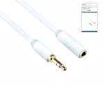 Przedłużacz audio Wtyk jack 3,5 mm do gniazda, DINIC Monaco Range, przedłużacz, biały, skrzynka DINIC z otworem Euro, długość 2,00 m
