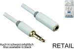 Audiokabel 3,5mm Klinke St. auf Bu., Länge 2,00m Monaco Range in weiß, Verlängerung, DINIC Blister
