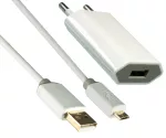 USB charging adapter 1000mA incl. micro USB cable, DINIC Monaco Range, white, 1.00m