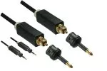 Toslink Kabel, Länge 5,00m in schwarz, 4mm Durchmesser, HQ Stecker, Monaco Range, + 2 Adapter auf mini Toslink, DINIC Blister