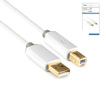 HQ USB 2.0 Kabel A Stecker auf B Stecker, Monaco Range, weiß, DINIC Box mit Euroloch, Länge 2,00m