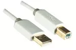 HQ USB 2.0 Cable A male to B male, Monaco Range, white, 3,00m