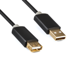 Extensão HQ USB 2.0 ficha A para tomada, gama Mónaco, preto, blister DINIC, comprimento 2,00m