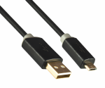 HQ Micro USB Kabel A St. auf micro B Stecker, Monaco Range, schwarz, DINIC Blister, 2,00m