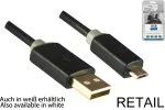 HQ Micro USB cable A male to micro B male, Monaco Range, black, DINIC blister, 2.00m