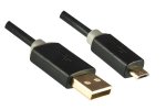 HQ Micro USB Kabel A St. auf micro B Stecker, Monaco Range, schwarz, 1,00m, DINIC Blister