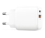 USB C+A charger/power supply 20W, PD, white Power Delivery, white