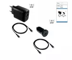 Charging bundle with 2 chargers and 2 USB C charging cables, 1x car charger 20w, 1x wall charger 20w, black