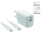USB PD/QC 3.0 Ladeadapter inkl. C-C Kabel, weiß 20W, 3,6V~5,9V/3A; 6~9V/2A; 9V~12V/1,5A